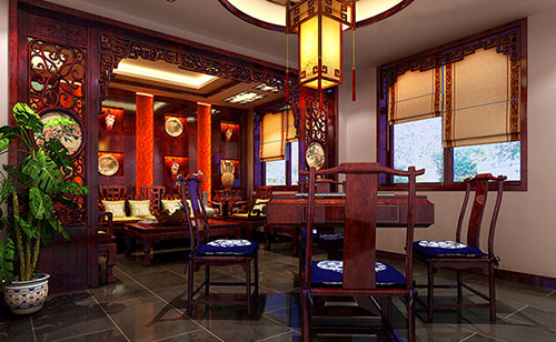 江汉古典中式风格茶楼包间设计装修效果图