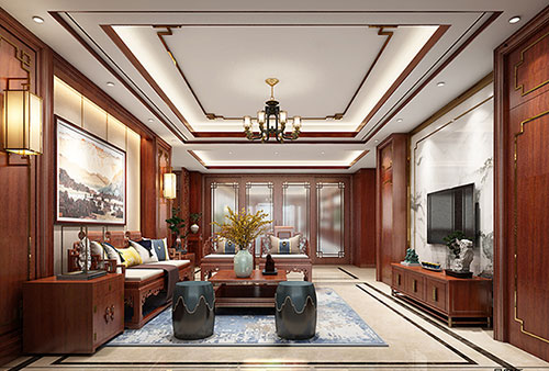 江汉小清新格调的现代简约别墅中式设计装修效果图